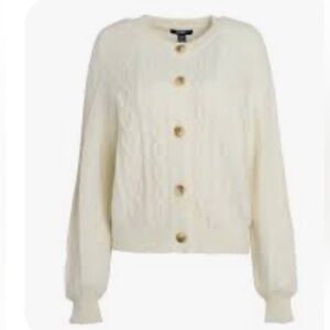 🔥10 for $100🔥 NWT Chaps white Cable Knit cardigan Sweater size Large fisherman